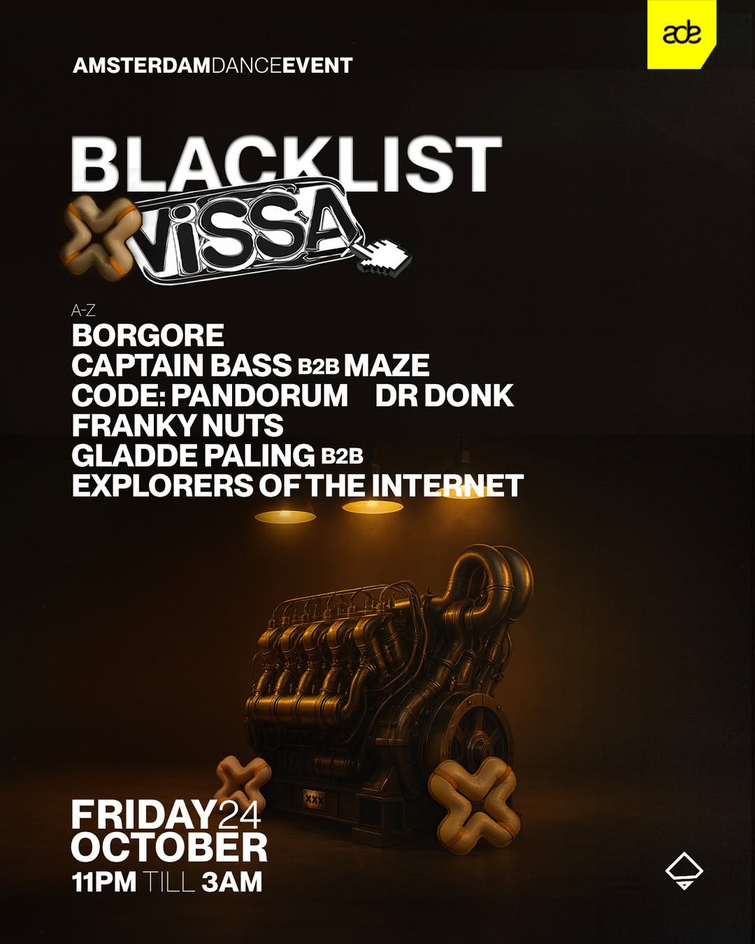 Poster for Blacklist X Vissa at Amsterdam Dance Event.
